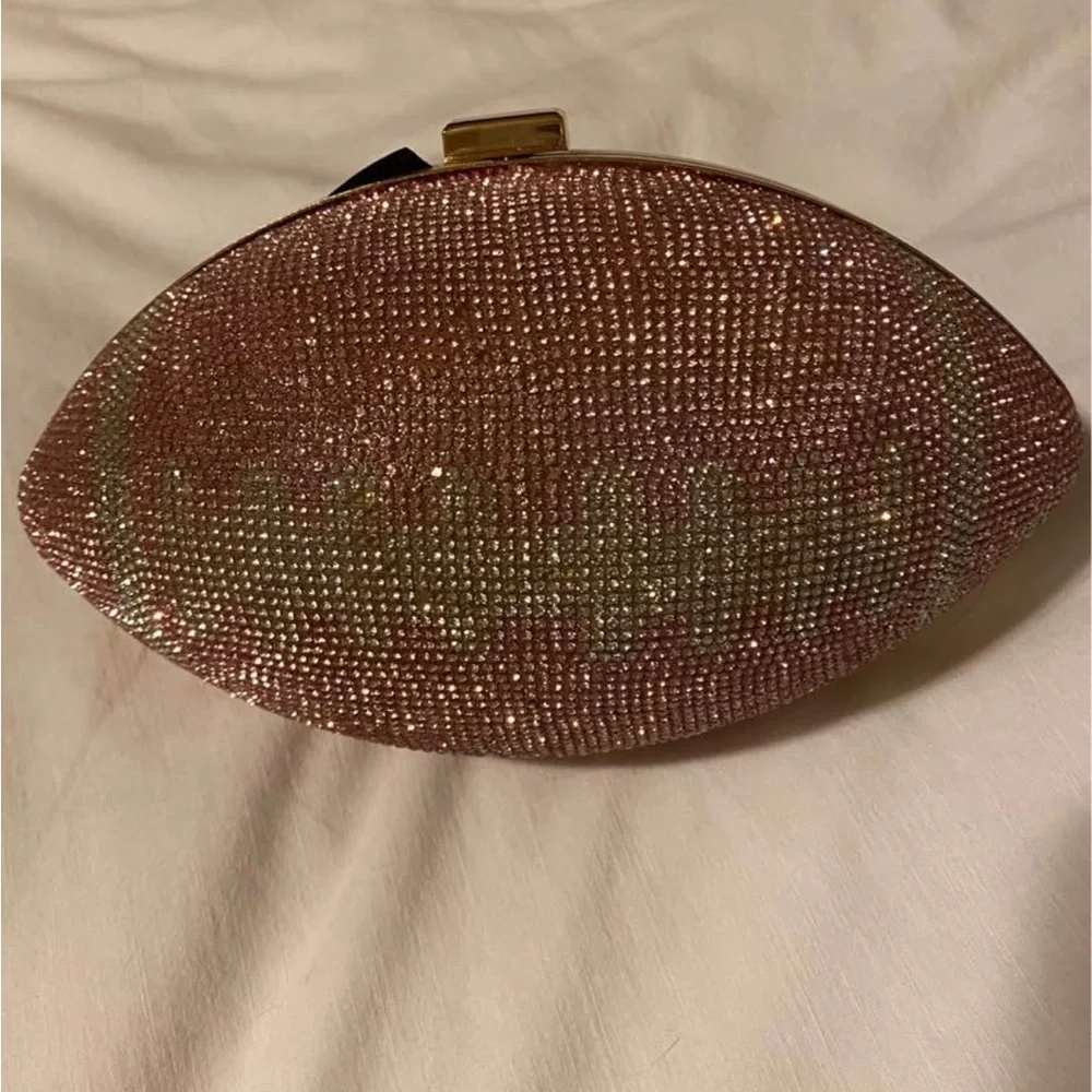 Pink Rhinestone Football Clutch - Picture 1 of 2
